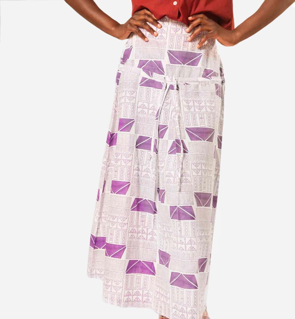 Ethical Patterned Maxi Skirt Purple Cotton Skirt Summer Skirt