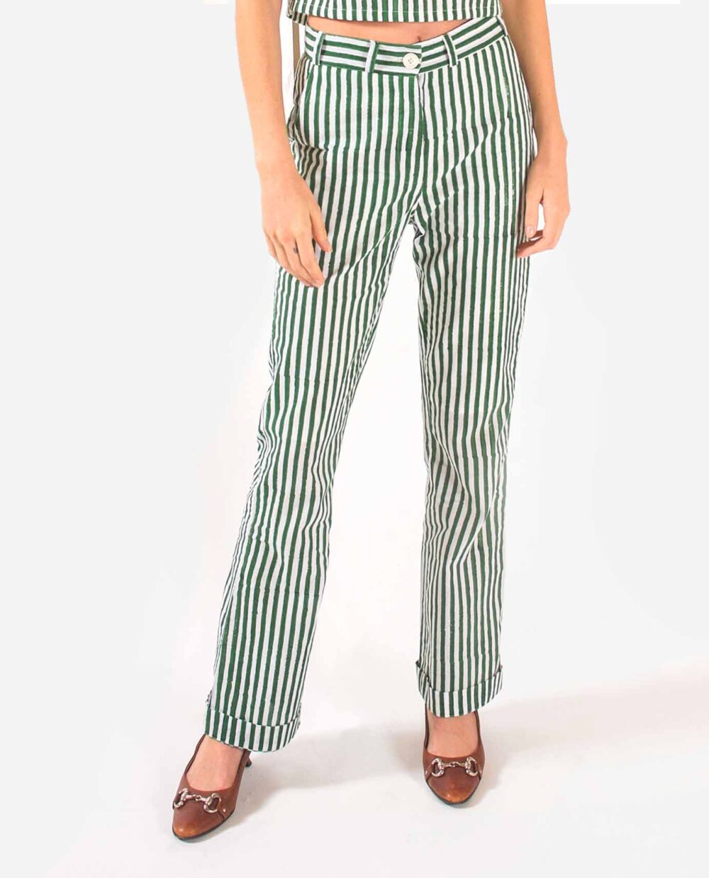 Womens Stripe Trousers Sustainable Clothing Organic Cotton