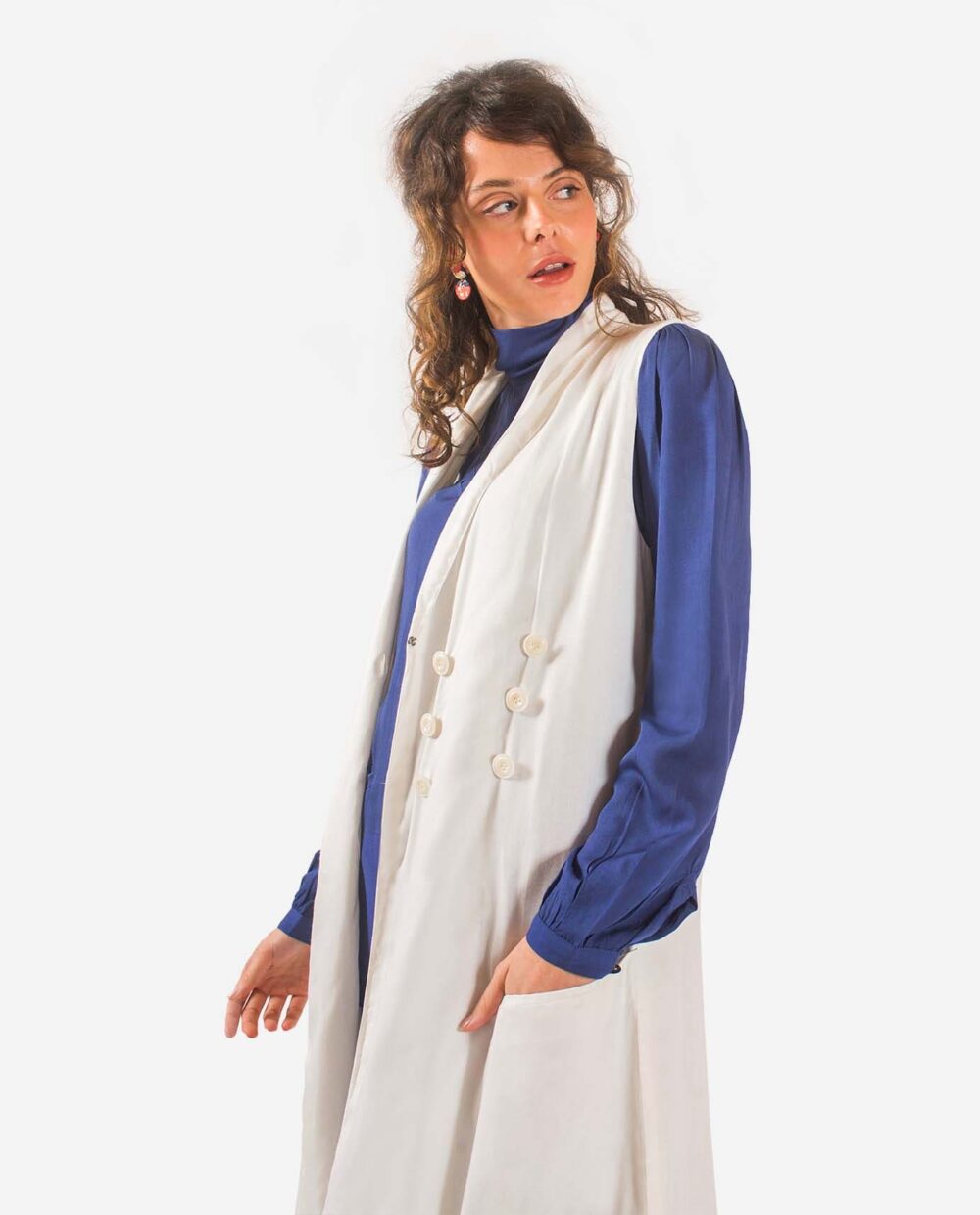 Lotus fabric waistcoat gown