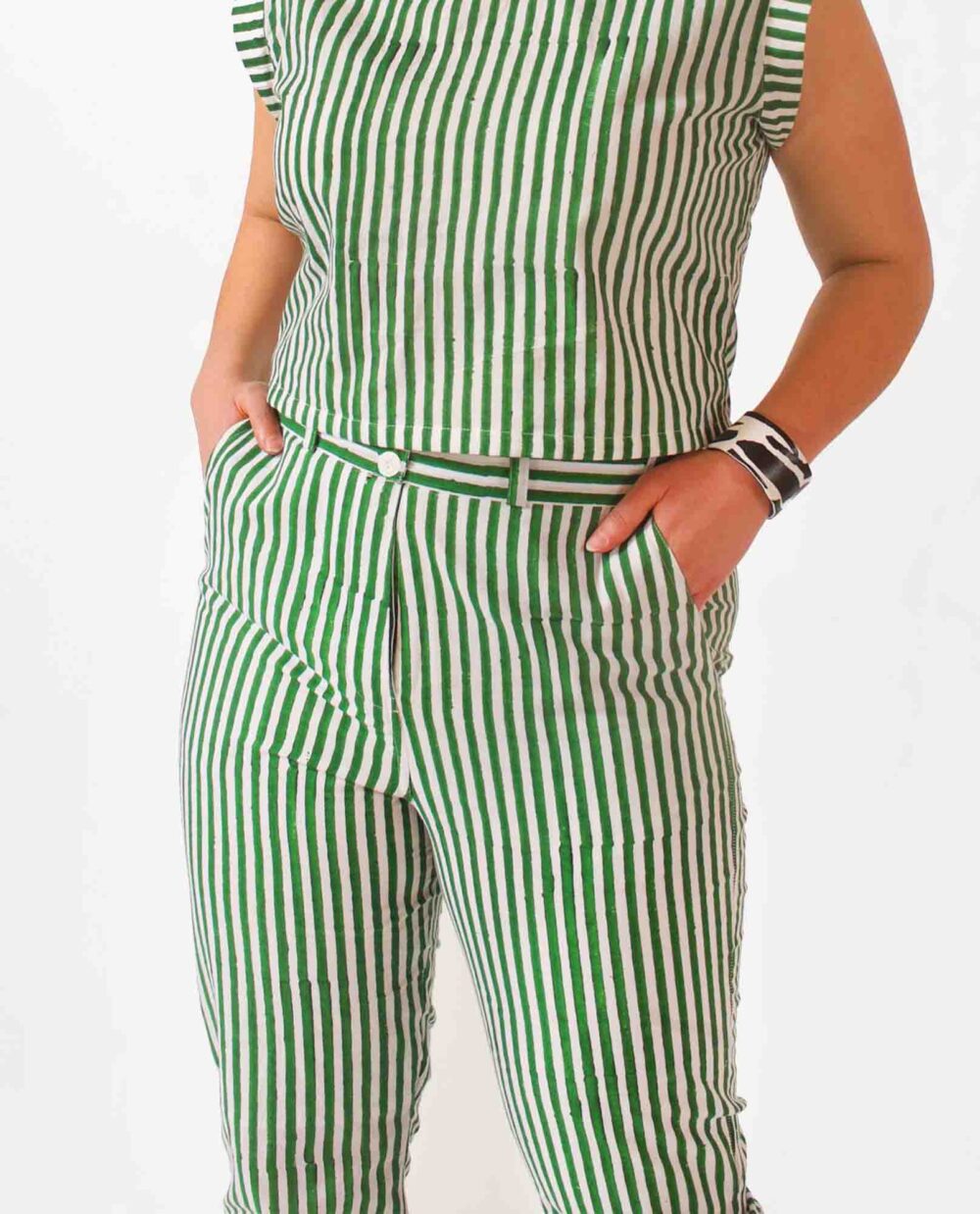 womens stripe organic trousers summer