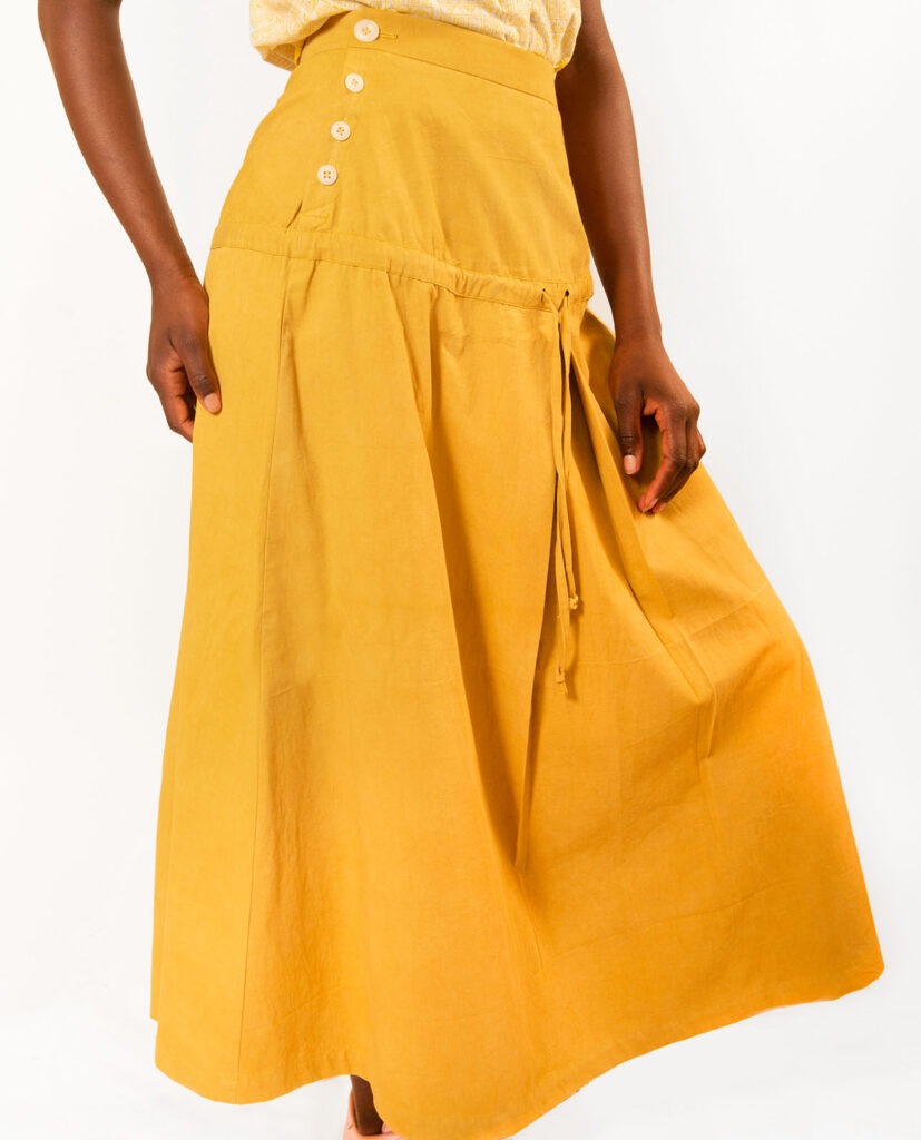 yellow womens organic cotton long skirt