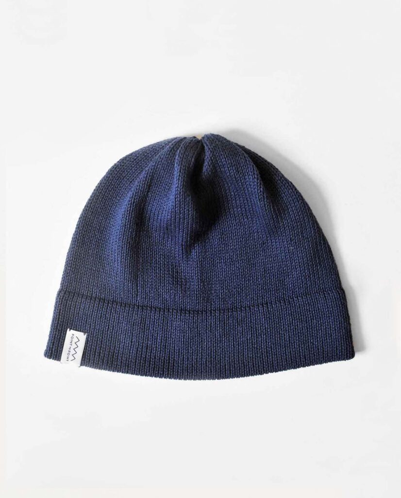 organic blue beanie hat