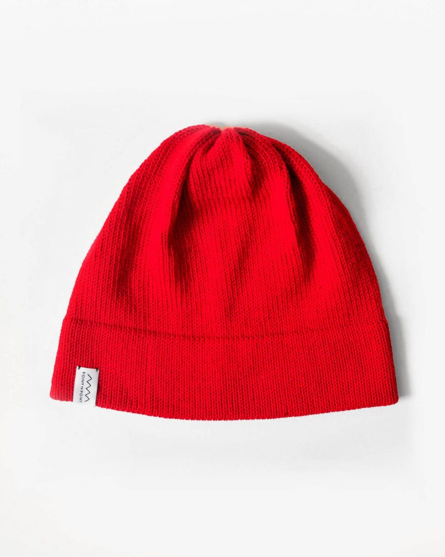 organic red beanie hat