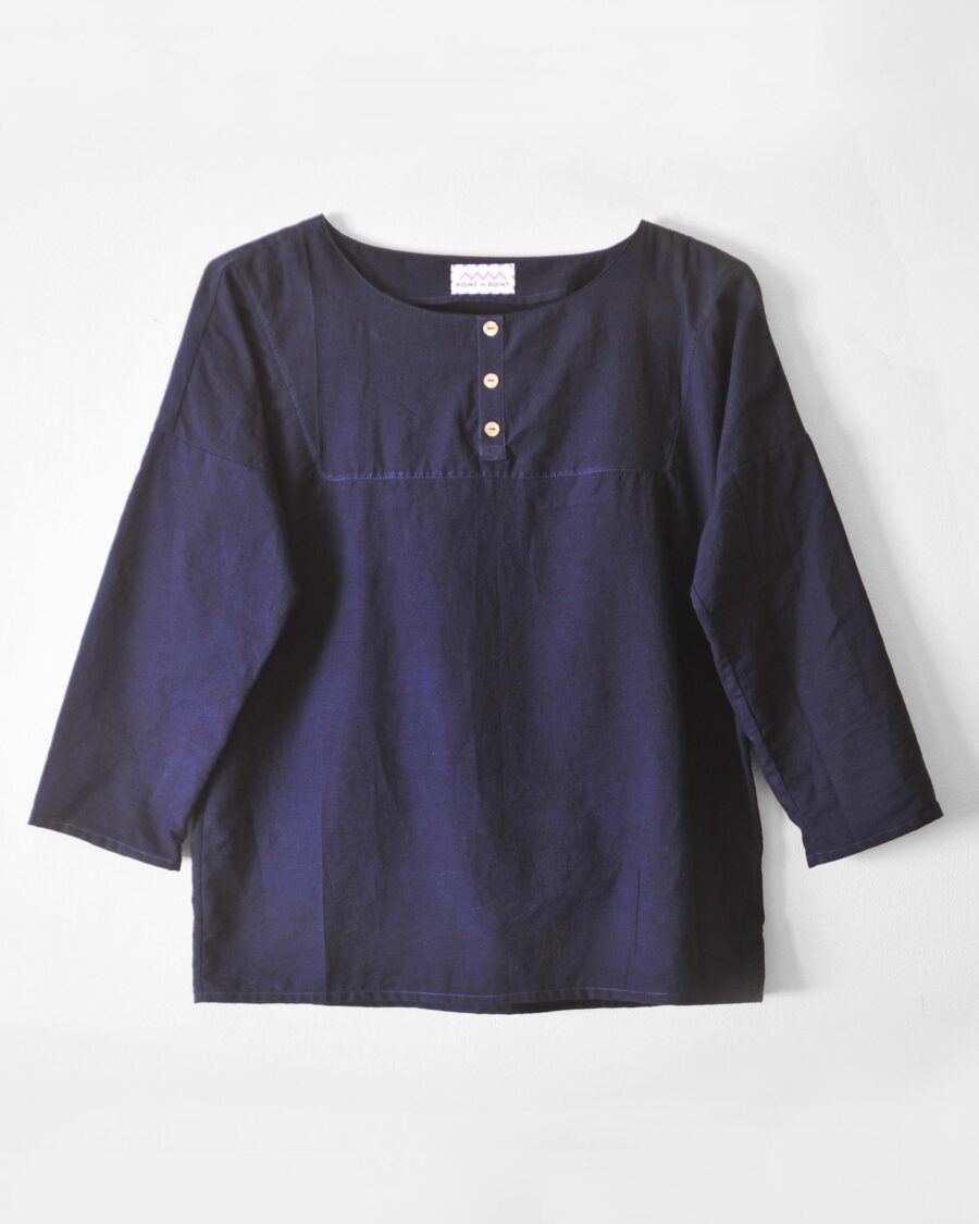 Organic indigo blouse top