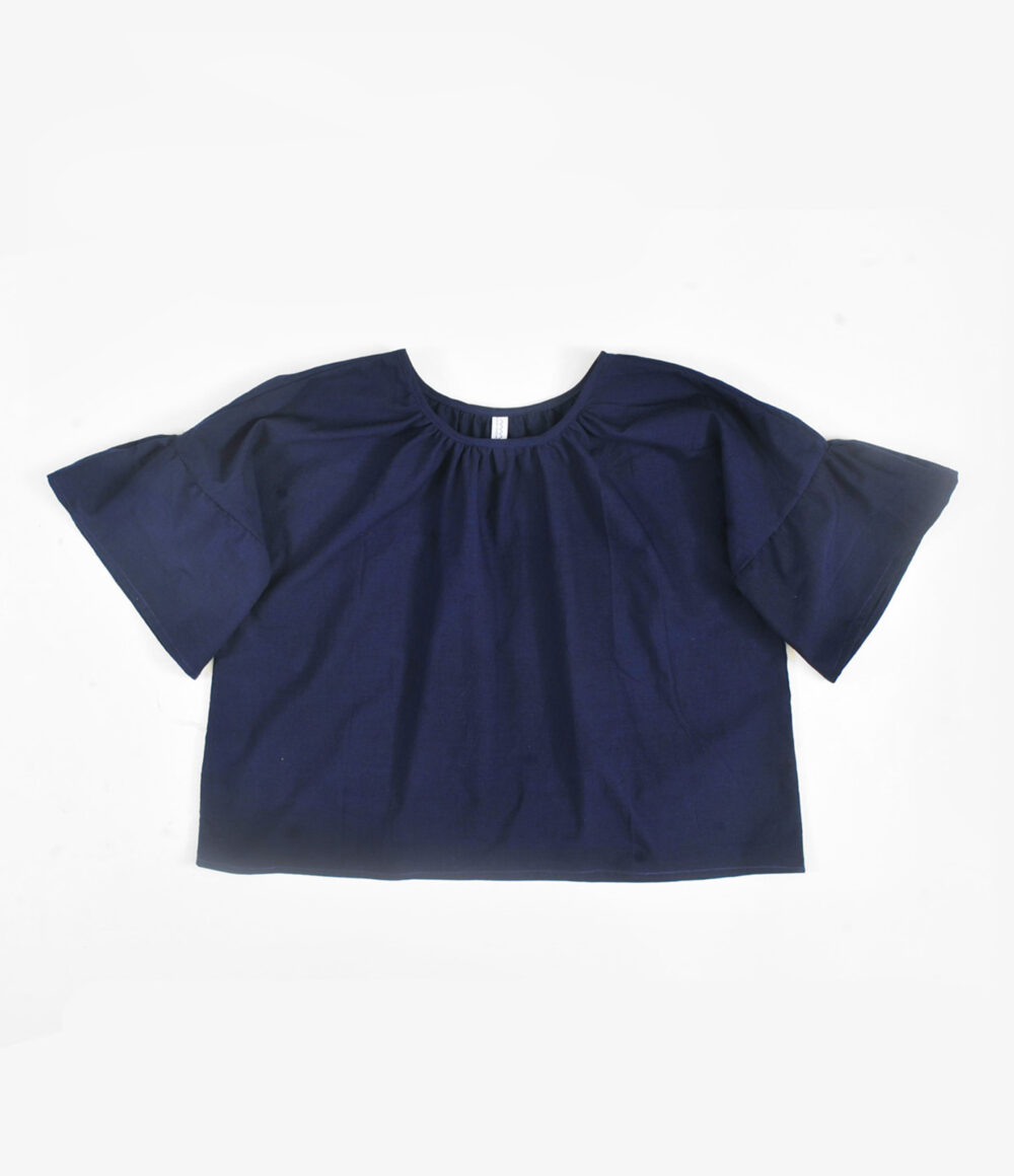 blue organic blouse top sustainable women'sclothing