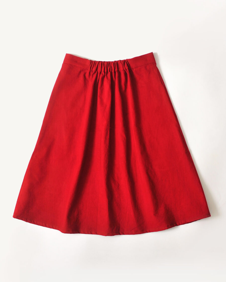 organic red skirt