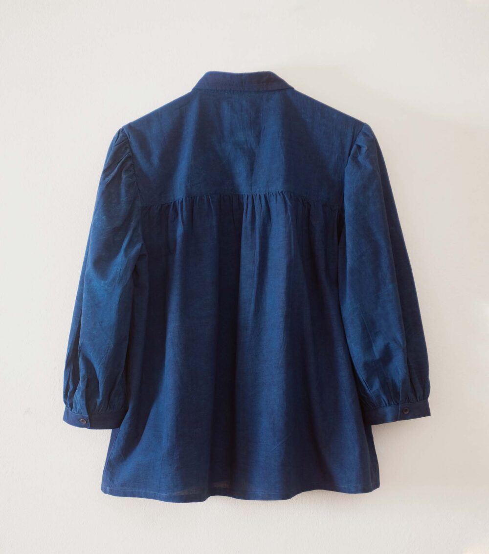 summer Organic blue blouse top sustainable